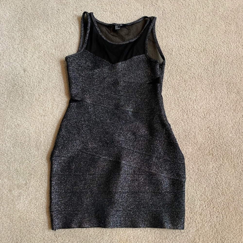 Forever 21 bodycon silver black dress